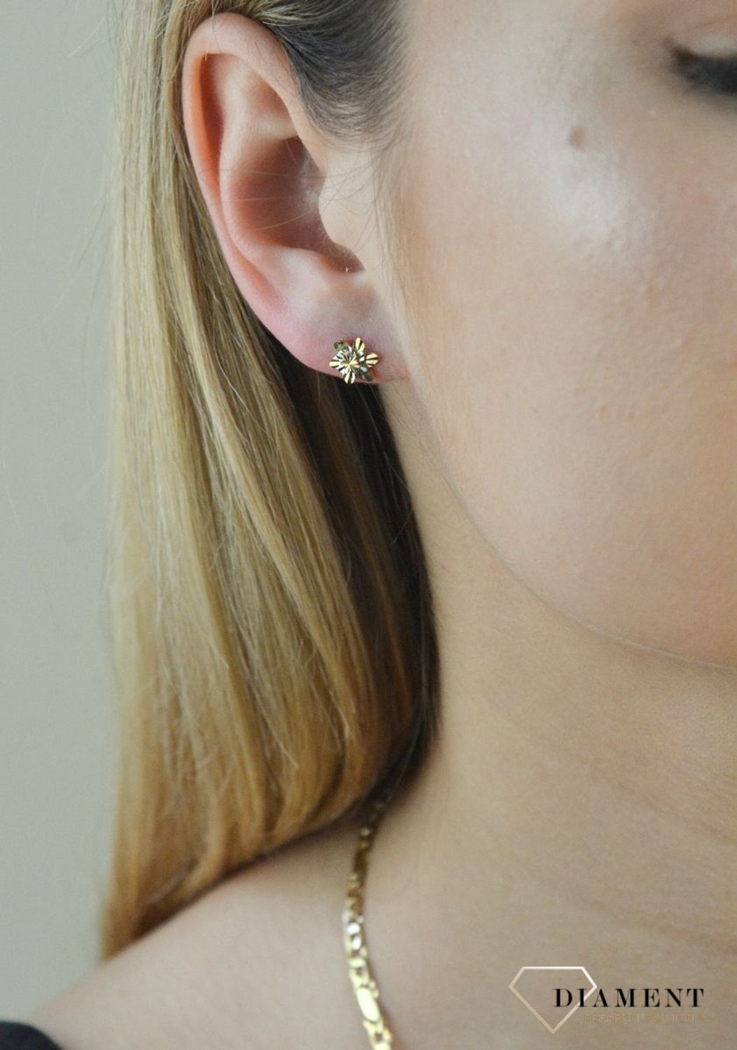 Złote kolczyki 585 kwiatki z białym złotem KL 5700 333.jpg